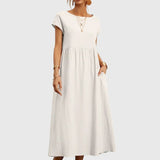 Women's Casual Pocket Dress in White