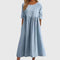 Women's Elegant Short-Sleeved Dress in Light Blue