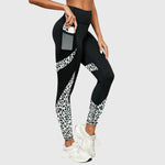 High-Waisted Leopard Print Workout Pants in White