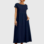 Women's Casual Pocket Dress in Navy blue