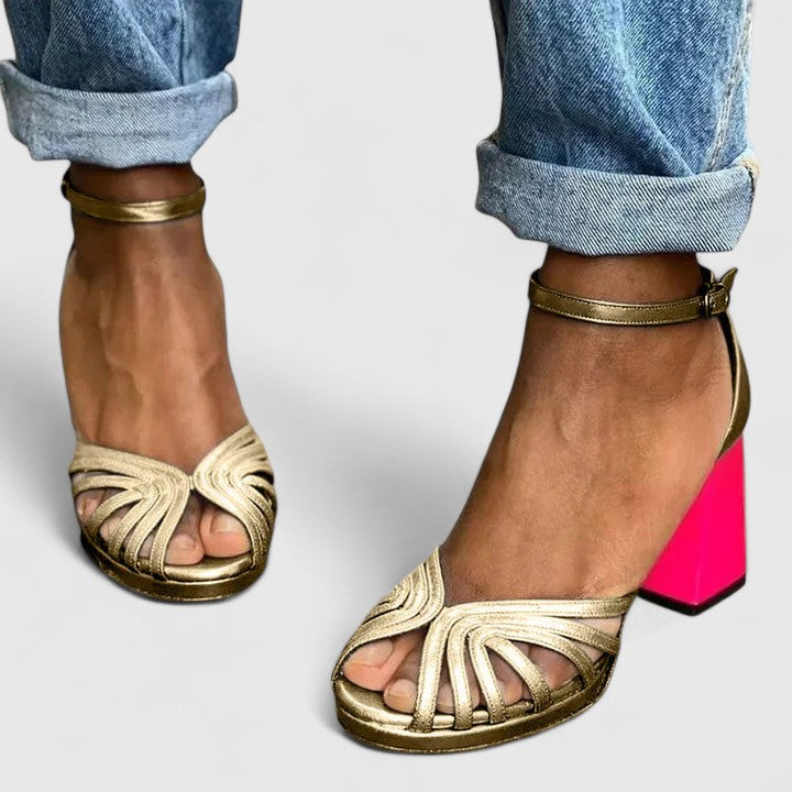 Noelyrah Sophisticated Heels in Gold