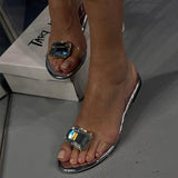 Clear Crystal Embellished Flat Sandals