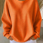 Women's Classic Waffle Knit Sweater in Orange