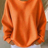 Women's Classic Waffle Knit Sweater in Orange
