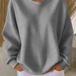 Women's Classic Waffle Knit Sweater in Gray