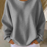 Women's Classic Waffle Knit Sweater in Gray