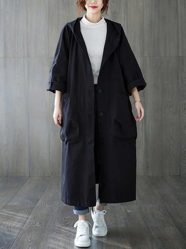 Women's Long Oversized Coat in Black