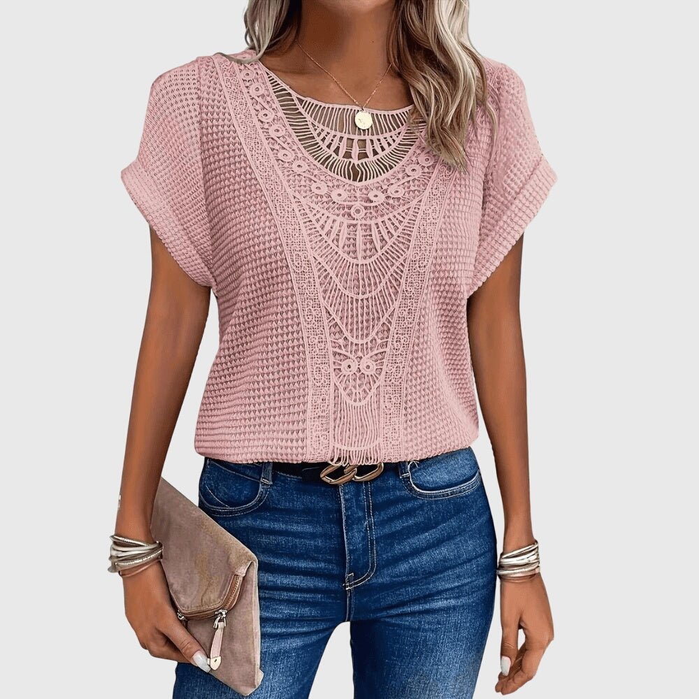 Women's Elegant Ibiza Style Blouse in Pink
