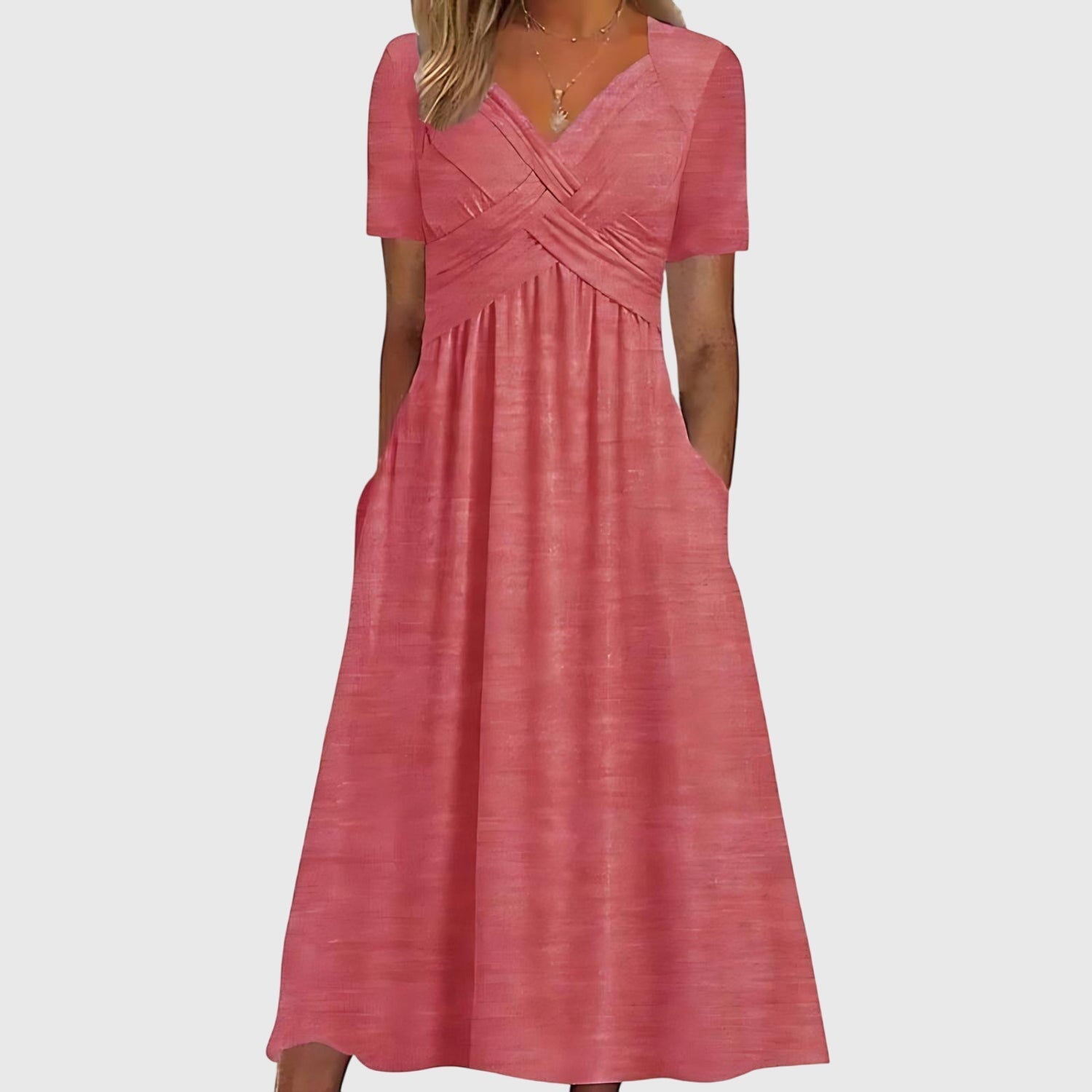 Women's Midi Dress with Tummy Control in Pink