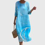 Women's Stylish Floral Maxi Dress in Sky Blue