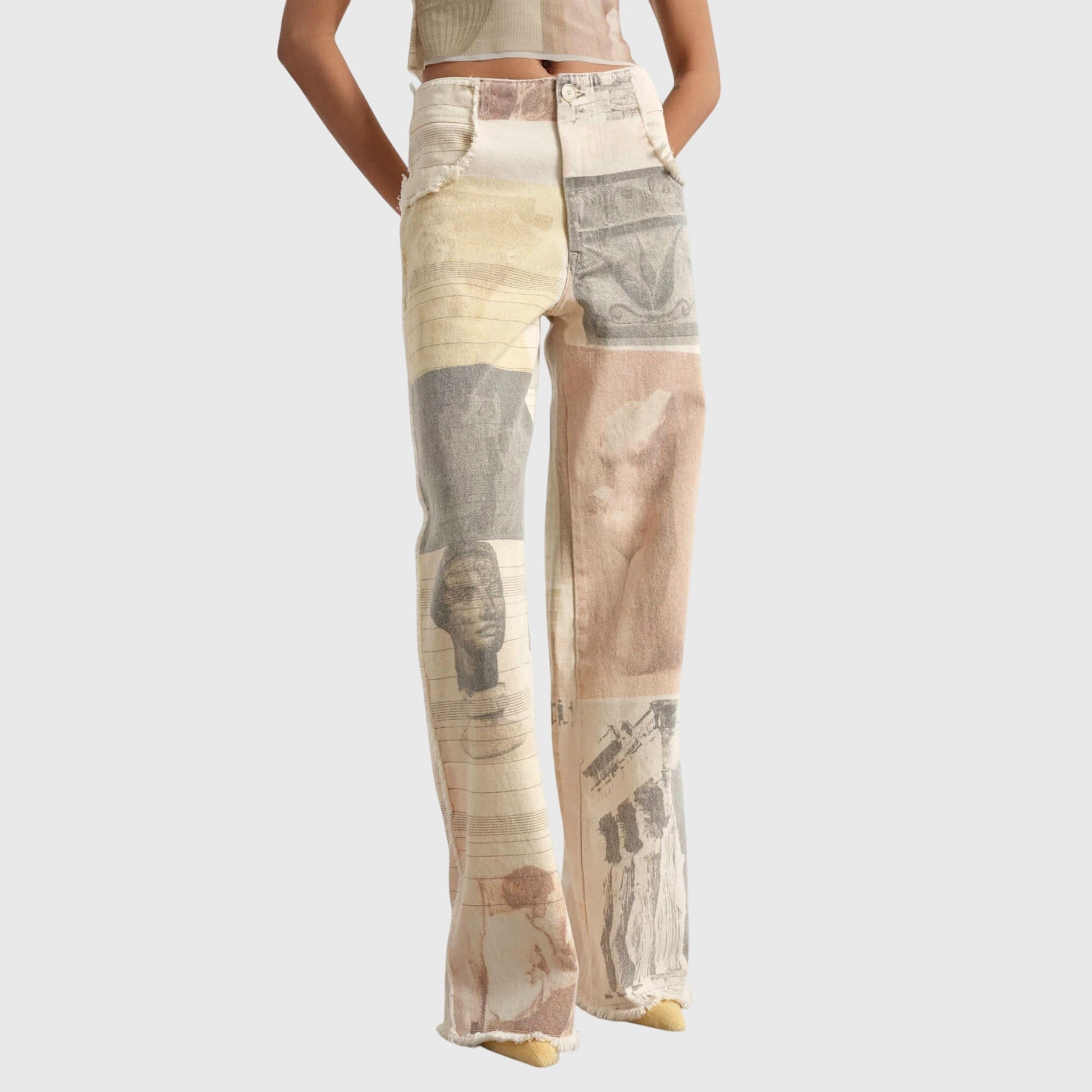Women's Wide Jeans in Beige