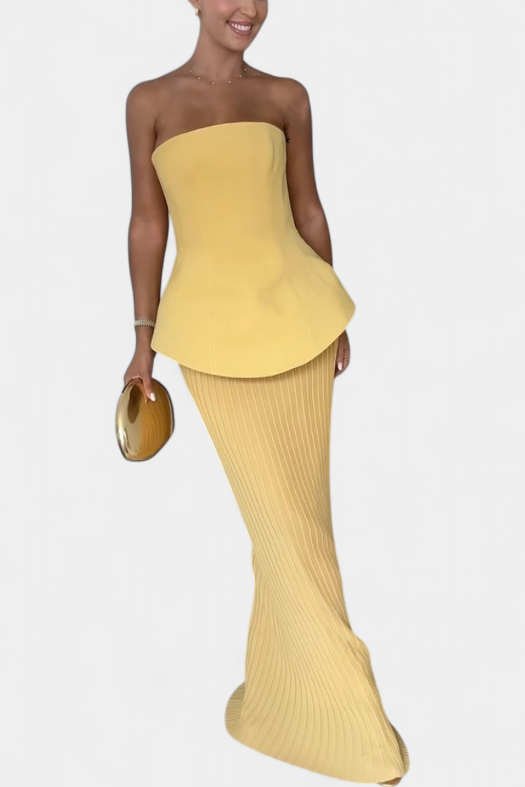 Strapless Bandeau Top with Pleated Skirt Set, photo 2