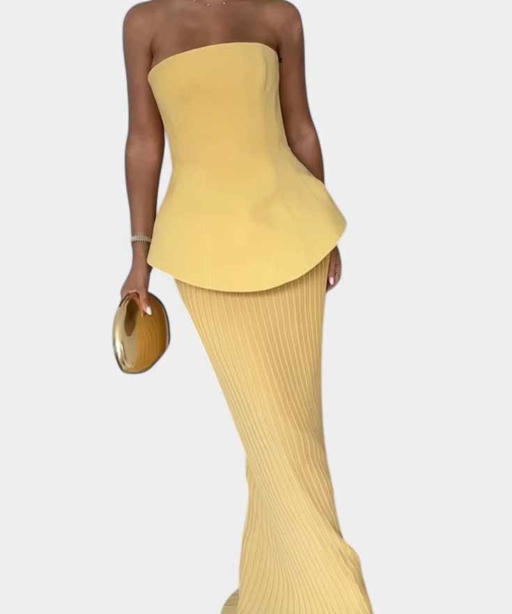 Strapless Bandeau Top with Pleated Skirt Set, photo 2