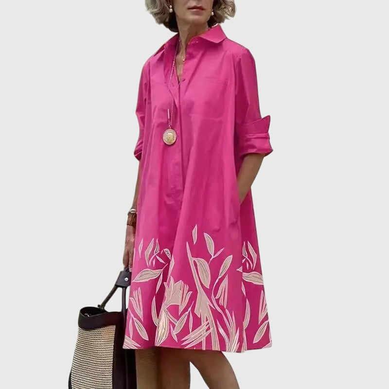 Women's Elegant Dress With Pockets in Pink
