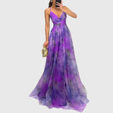 Women's Floral Maxi Dress in Purple