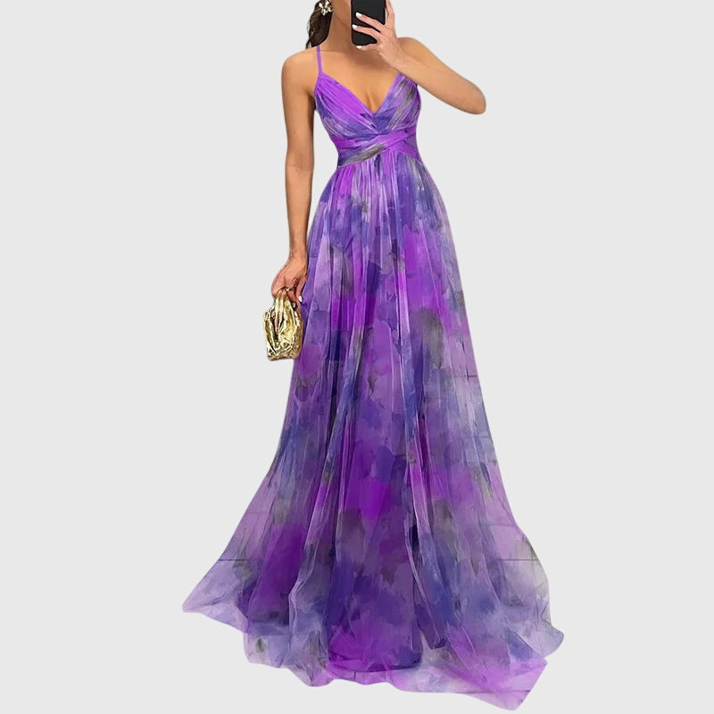 Women's Floral Maxi Dress in Purple