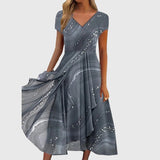 Women's Flowing Midi Dress in Gray