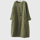 Women's Relaxed Corduroy Midi Dress in Army Green