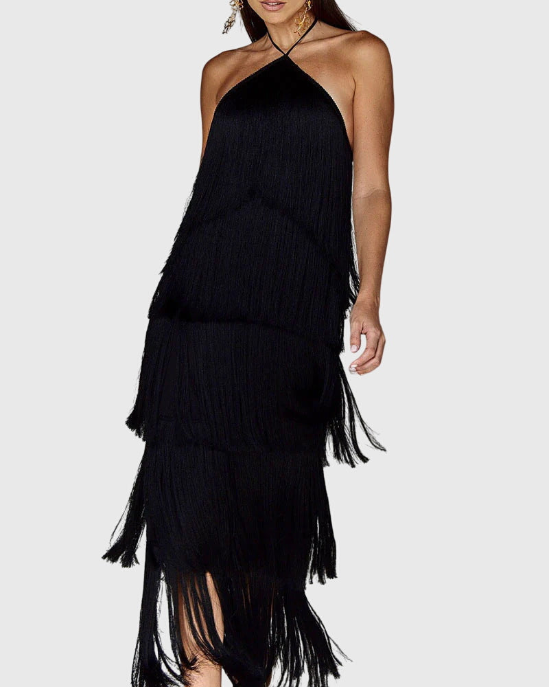Women's Tassel Dress in Black