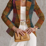 Women's Fall Plaid Blazer in Rust Multicolor