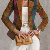 Women's Fall Plaid Blazer in Rust Multicolor