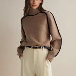 Women's Cotton-Blend Turtleneck Sweater in Brown