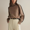 Women's Cotton-Blend Turtleneck Sweater in Brown