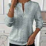 Women's Zip-Front Knit Sweater in Gray