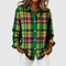 Women's Vintage Plaid Button-Front Blouse in Green