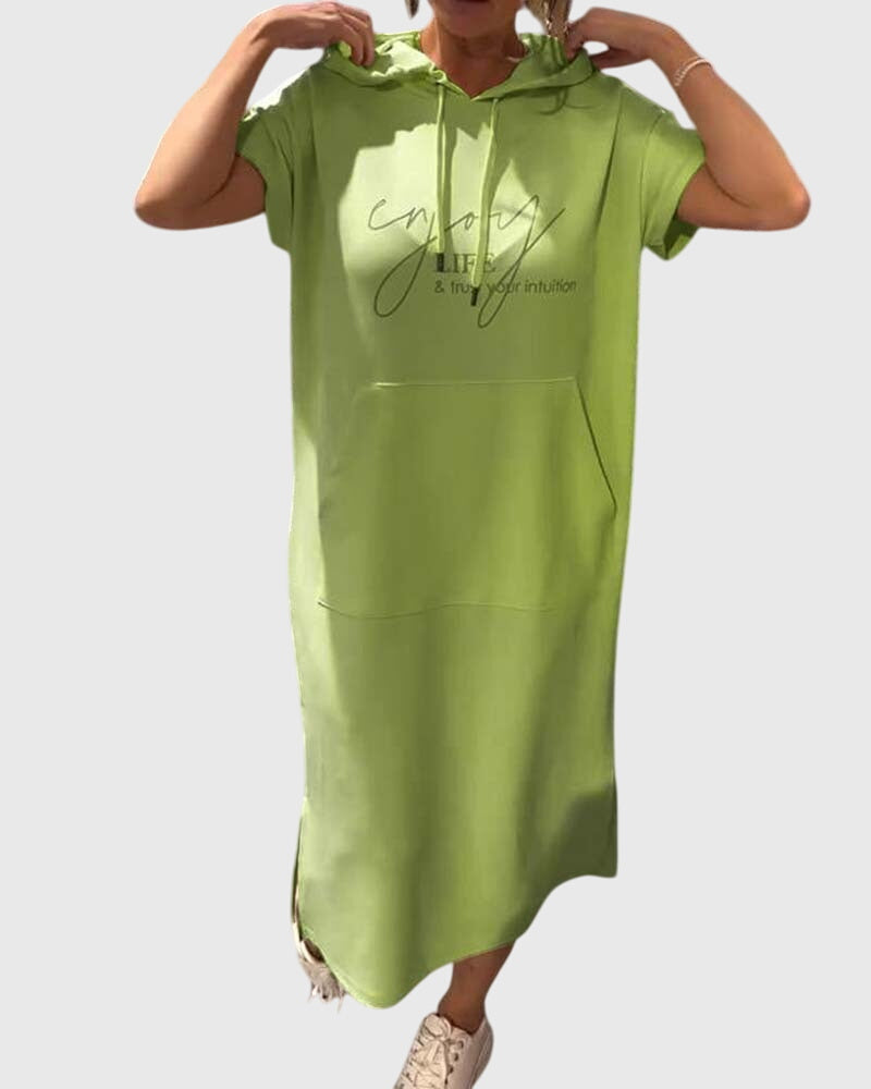Women's Casual Hoodie Dress in Green
