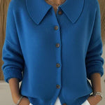 Women's Collared Button-Front Cardigan in Blue