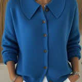 Women's Collared Button-Front Cardigan in Blue