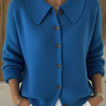 Claire Cardigan with Collar in Blue