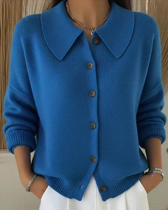 Claire Cardigan with Collar in Blue