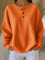 Women's Waffle Knit Henley Sweatshirt in Orange