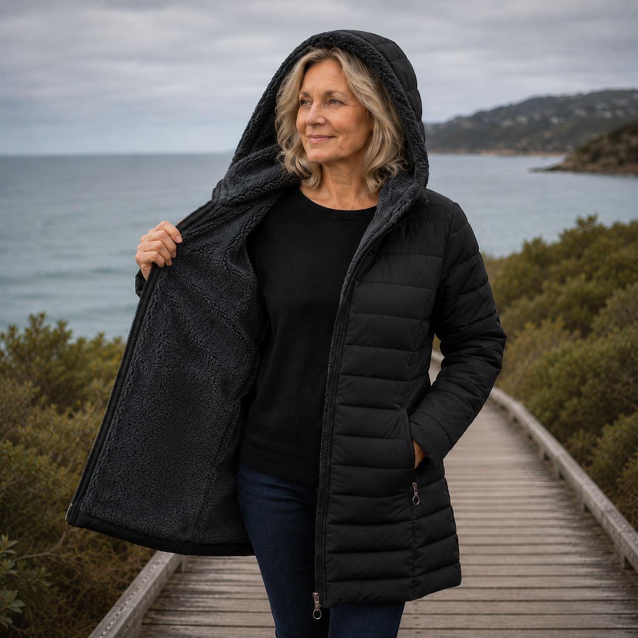Women's Hooded Quilted Winter Coat, photo 8