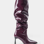 Pleated Faux Leather Pointed Toe Boots, photo 3