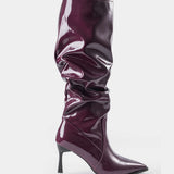Pleated Faux Leather Pointed Toe Boots, photo 3