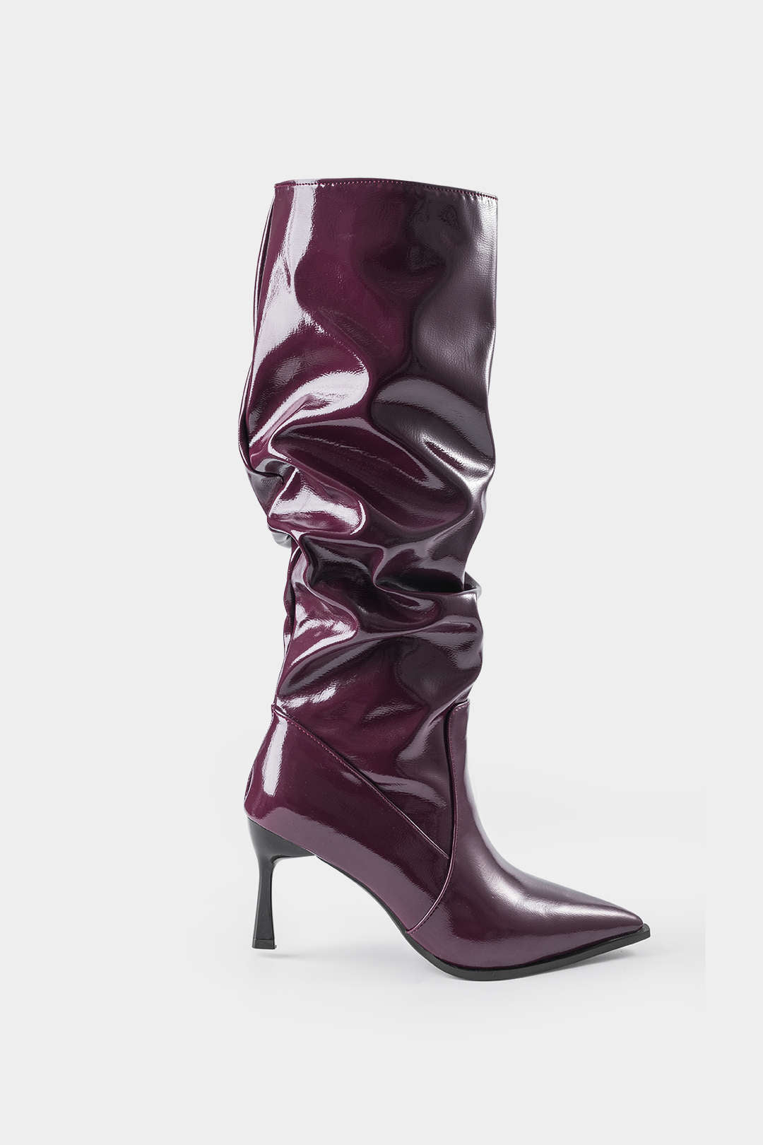 Pleated Faux Leather Pointed Toe Boots, photo 3