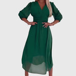 Women's Lightweight Silky Chiffon Dress in Green