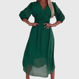 Women's Lightweight Silky Chiffon Dress in Green