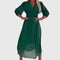 Women's Lightweight Silky Chiffon Dress in Green