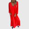 Women's Long Boho Dress with Pockets in Red