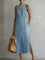 Women's Vintage Lace Denim Dress in Light Blue
