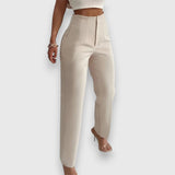 Women's High-Waisted Pants in Beige