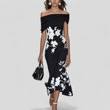 Isabrunel Elegant Midi Dress in Black