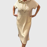 Women's Casual Hoodie Dress in Beige