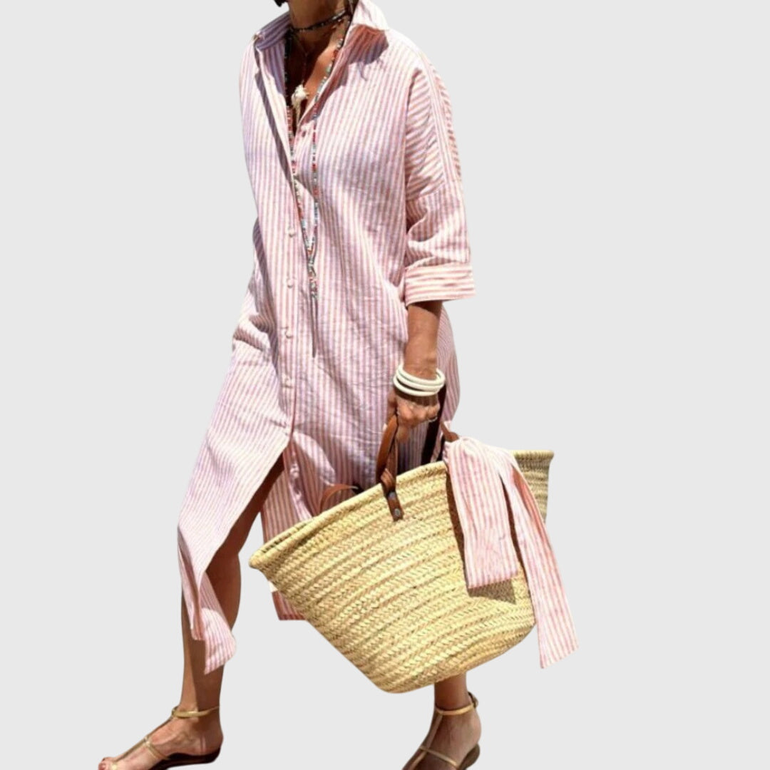 Women's Classic Striped Dress in Pink