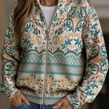 Women's Botanical Border Zip Cardigan