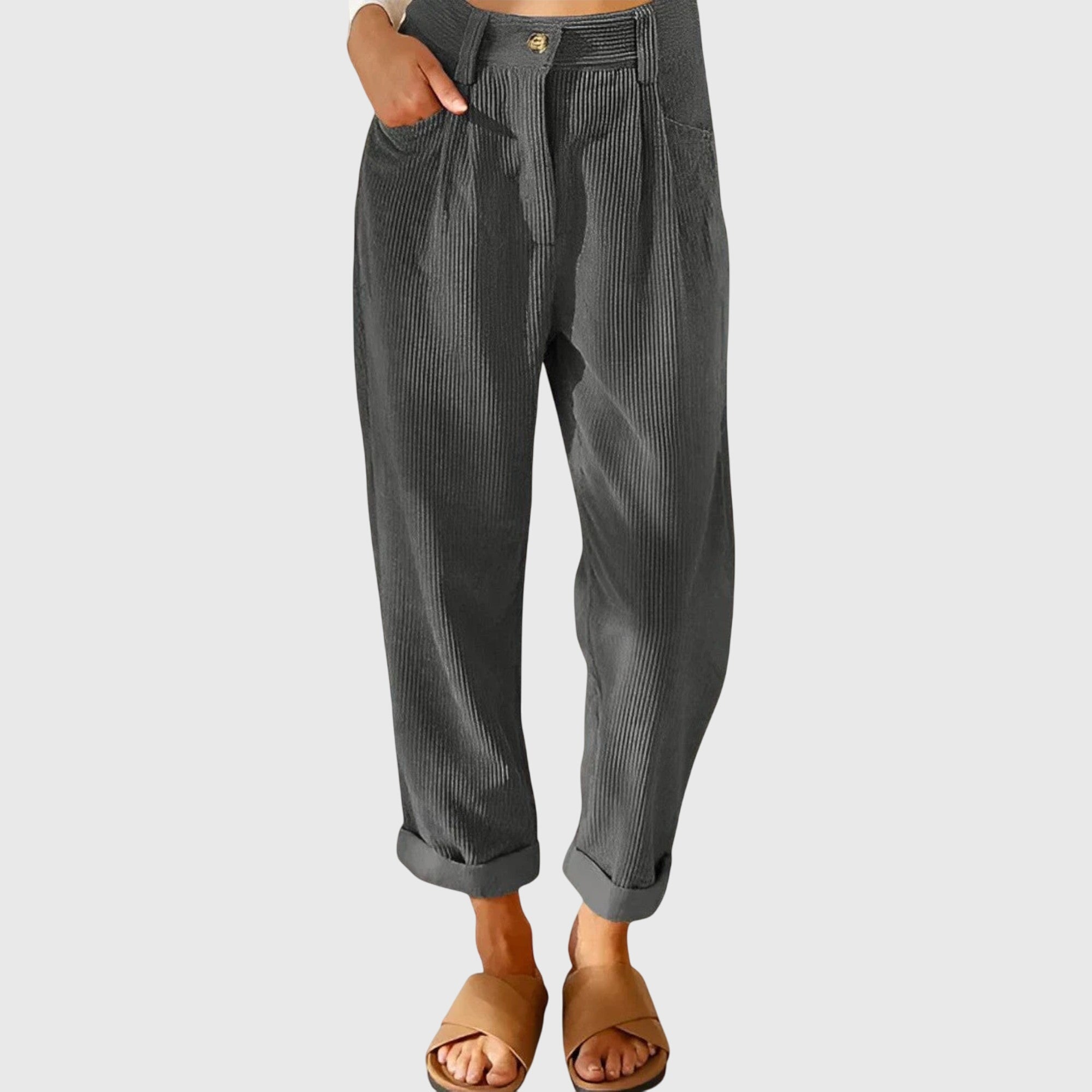 Women's Modern Cord Pants in Gray